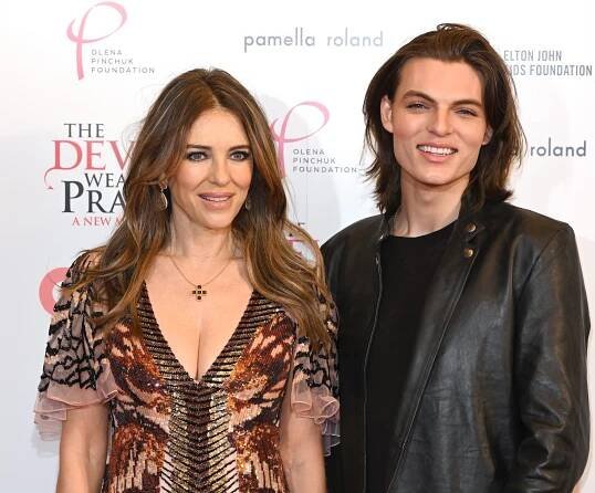 Elizabeth Hurley and Damian at 'The Devil Wears Prada: The Musical'