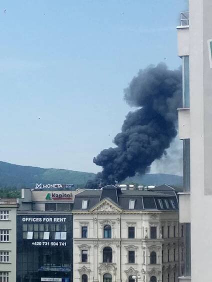 Požár areálu Severochema v Liberci