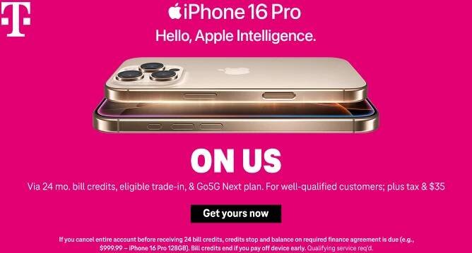 T-Mobile iPhone 16 pro promotion
