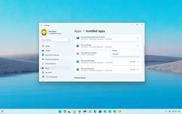 Uninstall Microsoft Edge on Windows 11