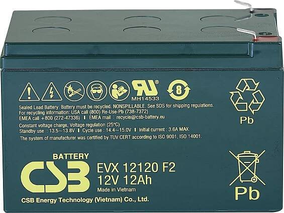 CSB Battery EVX 12120 EVX12120F2 olověný akumulátor 12 V 12 Ah olověný se skelným rounem (š x v x h) 151 x 100 x 98 mm p