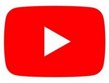 In white background, a youtube Icon, has a rectangular rounded side shape filled with red color and a white triangular shape as a play button inside.