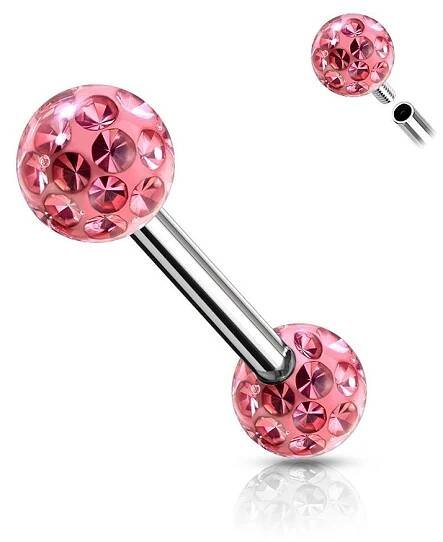 Piercing do bradavky chirurgická ocel s krystaly