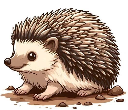 a porcupine is sitting on the ground with its head turned to the side