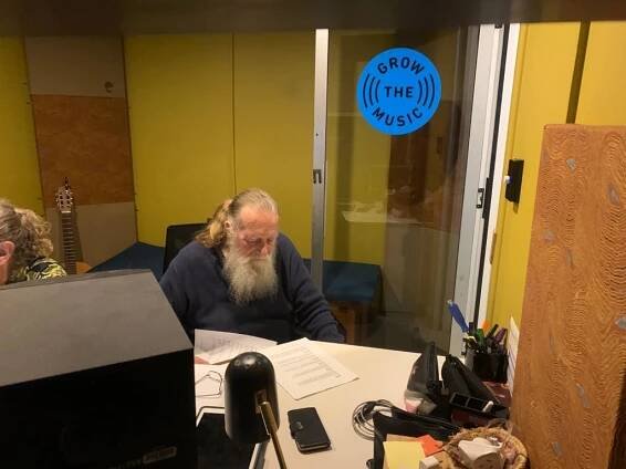 Jack Thompson recording audio in Grow The Music Studios in Toormina