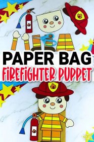 Printable Firefighter Paper Bag Puppet Template