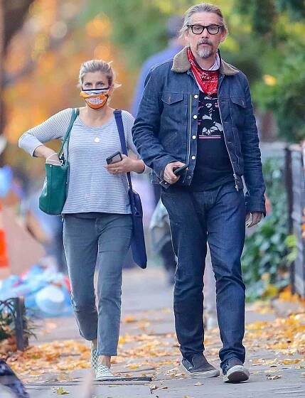 Ethan Hawke and His Wife of 12 Years, Ryan, Take a Stroll Together in New York City