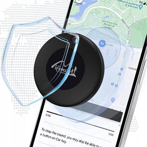 GPS lokátor Mini na klíče auta Kočka na kole Psa Černý Android + Pouzdro Značka Lifemate
