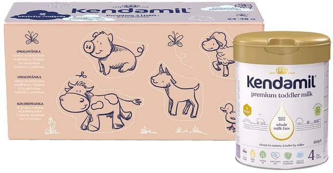 Kendamil Premium 4 HMO+, 2,4 kg (3× 800 g), kreativní balení s dárkem - Kendamil.cz