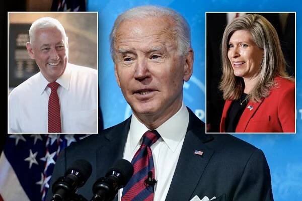 President Joe Biden, Rep. Greg Pence and Senator Joni Ernst.