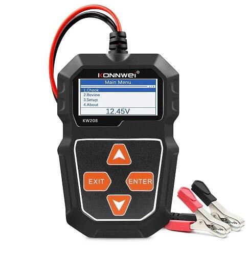 KONNWEI KW208 12V Tester autobaterií 100 až 2000CCA Startovací Tester nabíjecích obvodů Analyzátor akumulátorů 12V akumulátorové nářadí