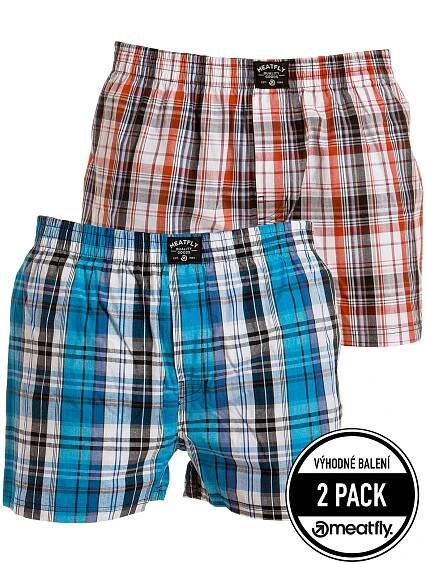 Pánské trenky Meatfly Jukebox, White, Red/Sea Blue, Double pack | Meatfly