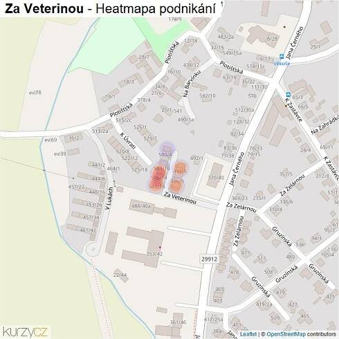 Mapa Za Veterinou - Firmy v ulici.
