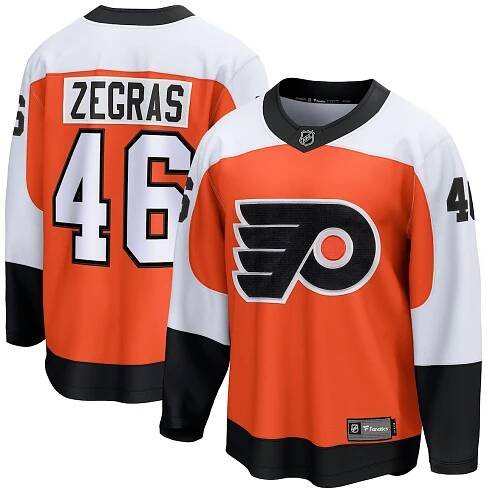 Men's  Philadelphia Flyers Trevor Zegras Fanatics Orange Home Breakaway Jersey