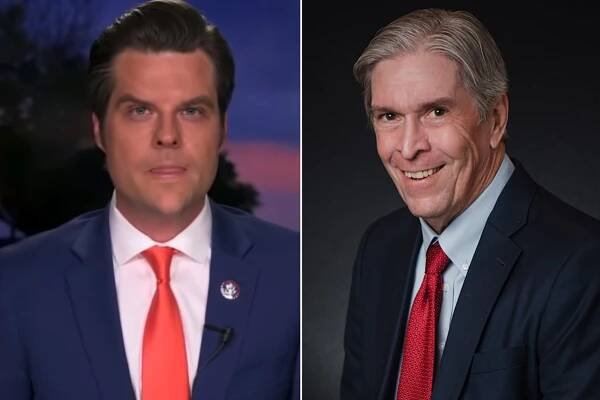 Matt Gaetz appears on Tucker Carlson. (left) and ex-DOJ official David L. McGee