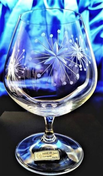 LsG-Crystal Skleničky na koňak ručně broušené dekor Vločka dárkové balení Kate-5065 400ml 2 Ks.