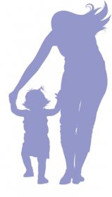 Silhouette of mother and baby playing
