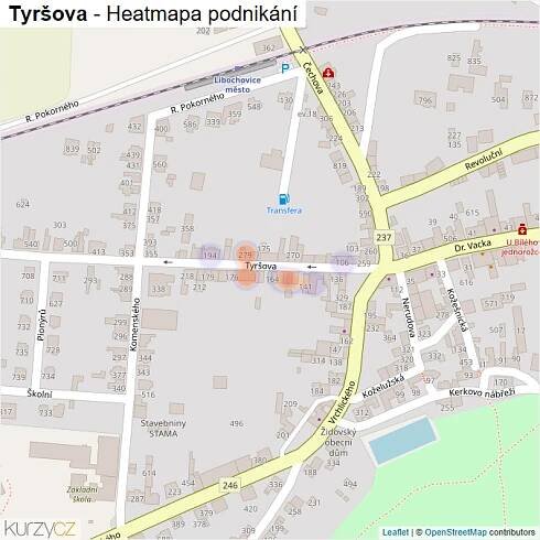 Mapa Tyršova - Firmy v ulici.