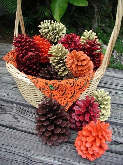 Painted Pinecones, Valentine Basket, Basket of Pinecones, Easter, Halloween Décor, Christmas, Pinecones, Centerpiece, Colorful Pine Cones - Etsy | Fall crafts diy, Pine cone crafts, Painted pinecones