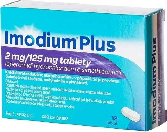 IMODIUM PLUS 2MG/125MG TBL NOB 12 I