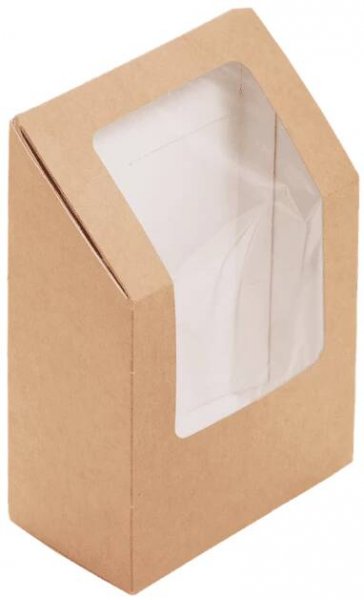 Box papírový na tortilu/wrap Eko hnědý s okénkem 90x50x130 mm - JB Gastro obaly a hygiena - velkoobchod