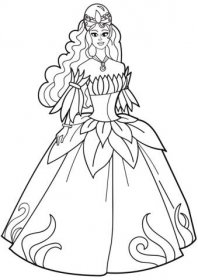 Princezna v květinových šatech omalovánka