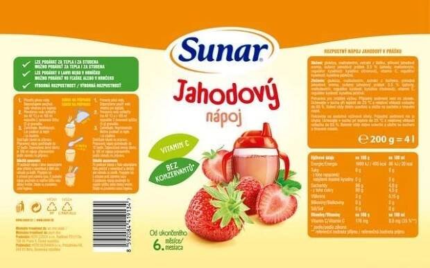 Sunar rozpustný nápoj jahodový 6× 200 g