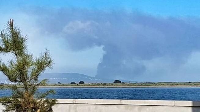 Dublin Fire Brigade battling  gorse fire on Howth Head
