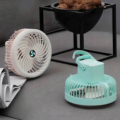 Stolný ventilátor HDeye, prenosné teplé svetlo 3 rýchlosti 1200 mAh pre domácnosť/kanceláriu/kemp Kód výrobcu 4130-06