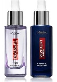 Pleťové sérum L’Oréal Paris Revitalift sérum proti vráskám s kyselinou hyaluronovou 30 ml + noční sérum proti vráskám 30 ml