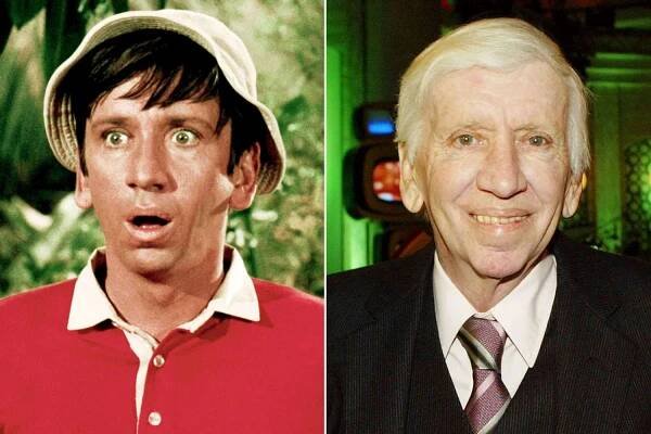 Actor Bob Denver in Gilligan's Island and Bob Denver in 2004.