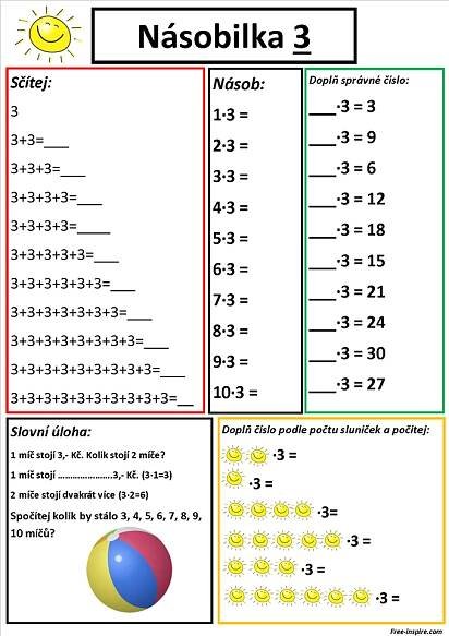 Násobilka trojkou | Math counting, School frame, Math