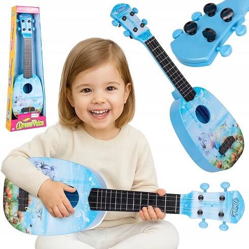 KYTARA UKULELE PRO DĚTI NÁSTROJ PRO HRU UČENÍ 4 STRUNY MODRÁ