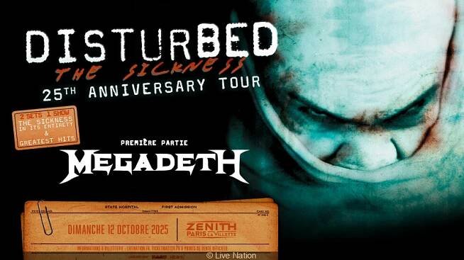 Disturbed en concert avec Megadeth au Zénith de Paris en octobre 2025