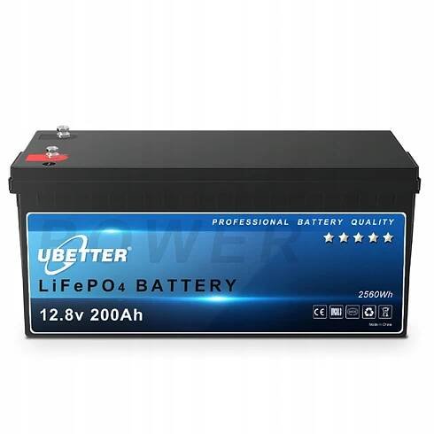 LiFePO4 lithium-iontová baterie UBETTER 12,8V 200Ah s 200A BMS 2560Wh