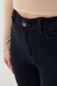 Lafei Nier džínsové kalhoty černé klasiky LF-47