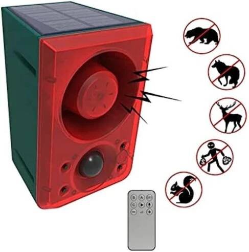 Venkovní solární senzor pohybu alarm s dálkovým ovládáním, 130Db zvukový světelný alarm