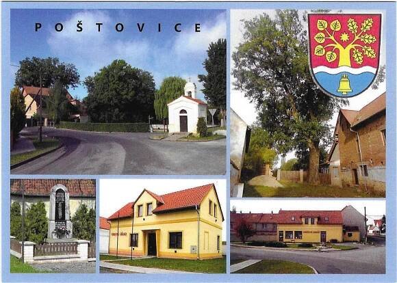 Poštovice (okr. Kladno) - víceobrázková, erb  - Pohlednice místopis