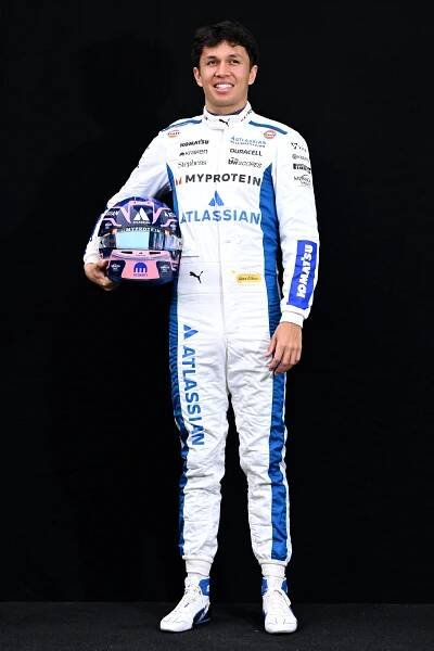 Portrait of Alexander Albon in his Williams Racing uniform.
