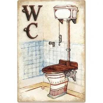 Vintage cedule WC kovová | dekorace WC, plechová tabulka - 1 , 20 x 14 cm