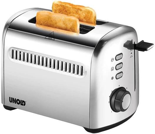 Unold 38326 Retro stříbrná / Topinkovač / 950 W / 2 topinky / 7 stupňů opékání / rozmrazování / nerez