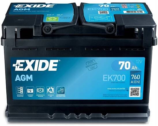 AKUMULÁTOR EXIDE EK700 70AH 760A AGM START-STOP