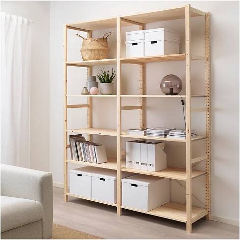 IVAR 2 sections/shelves, pine, 174x50x226 cm