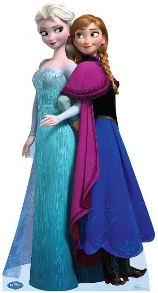 Characters Elsa and Anna from the Frozen flicks