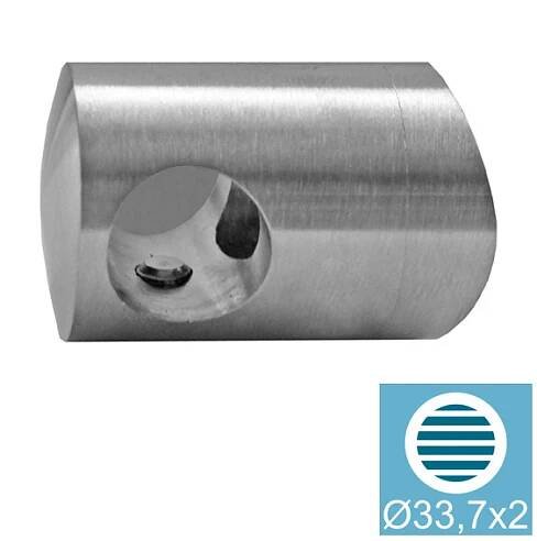 Pravý koncový úchyt pro tyč O12,0 mm / pro sloupek O33,7 mm, nerezová ocel AISI 304 - brus