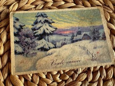 Stará pohlednice -  Veselé vánoce  - Pohlednice