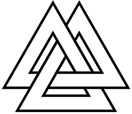 The Valknut Norse symbol consists of three interlaced triangles. 