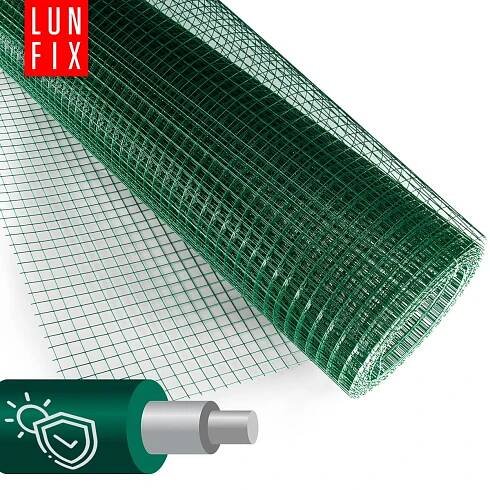 Poplastované čtyřhranné zelené pletivo oko 16x16 fi1,2mm h1m role 5m