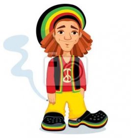 Ilustrace Rastafariánství chlap drží kloub