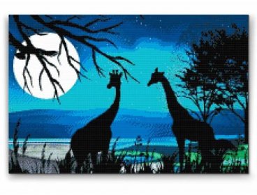 Diamantové malování - Žirafy v Africe